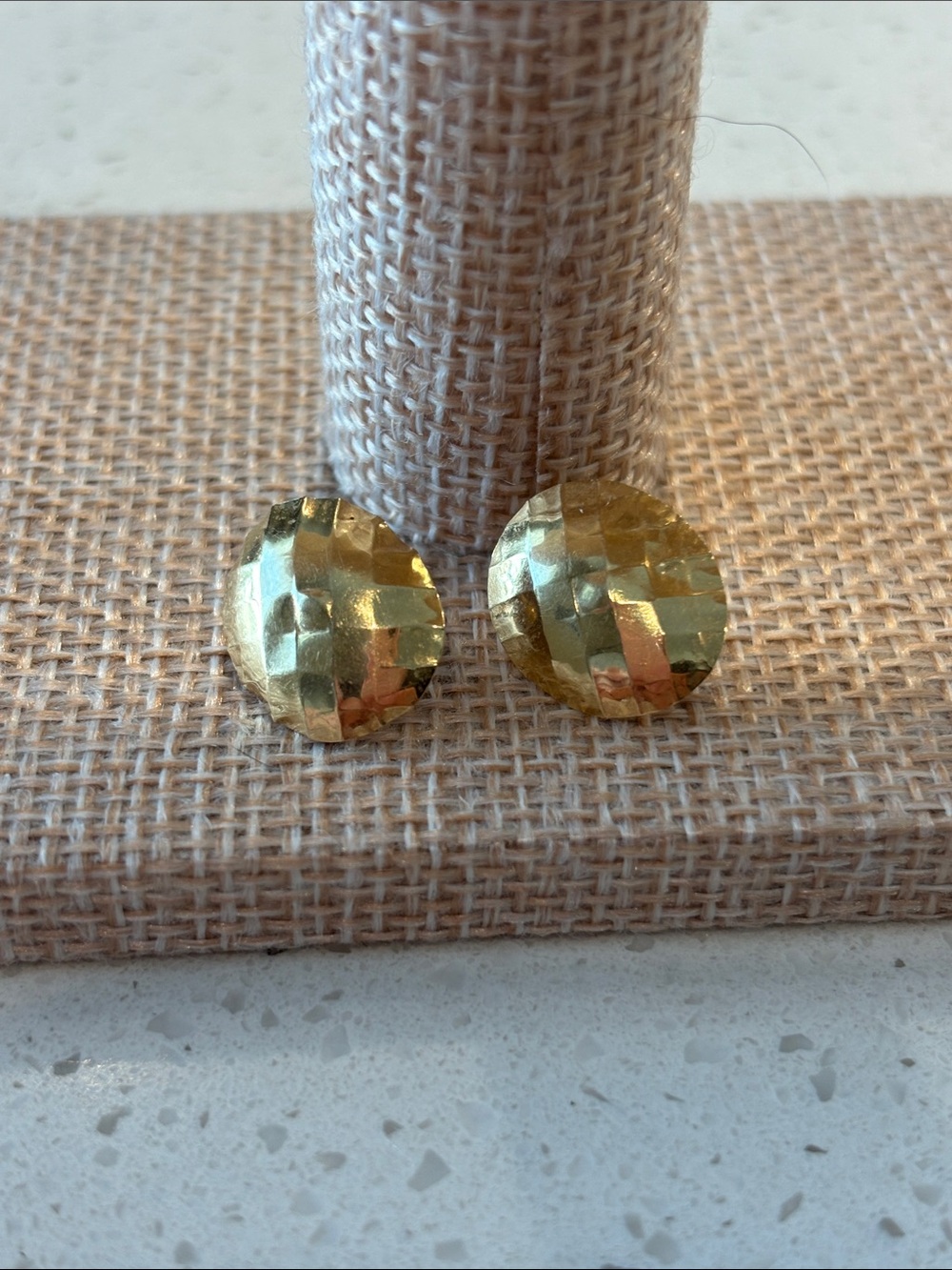 Minimalist 14K Gold Faceted Citrine Topaz Stud Earrings | Ultra-Lightweight - 1g